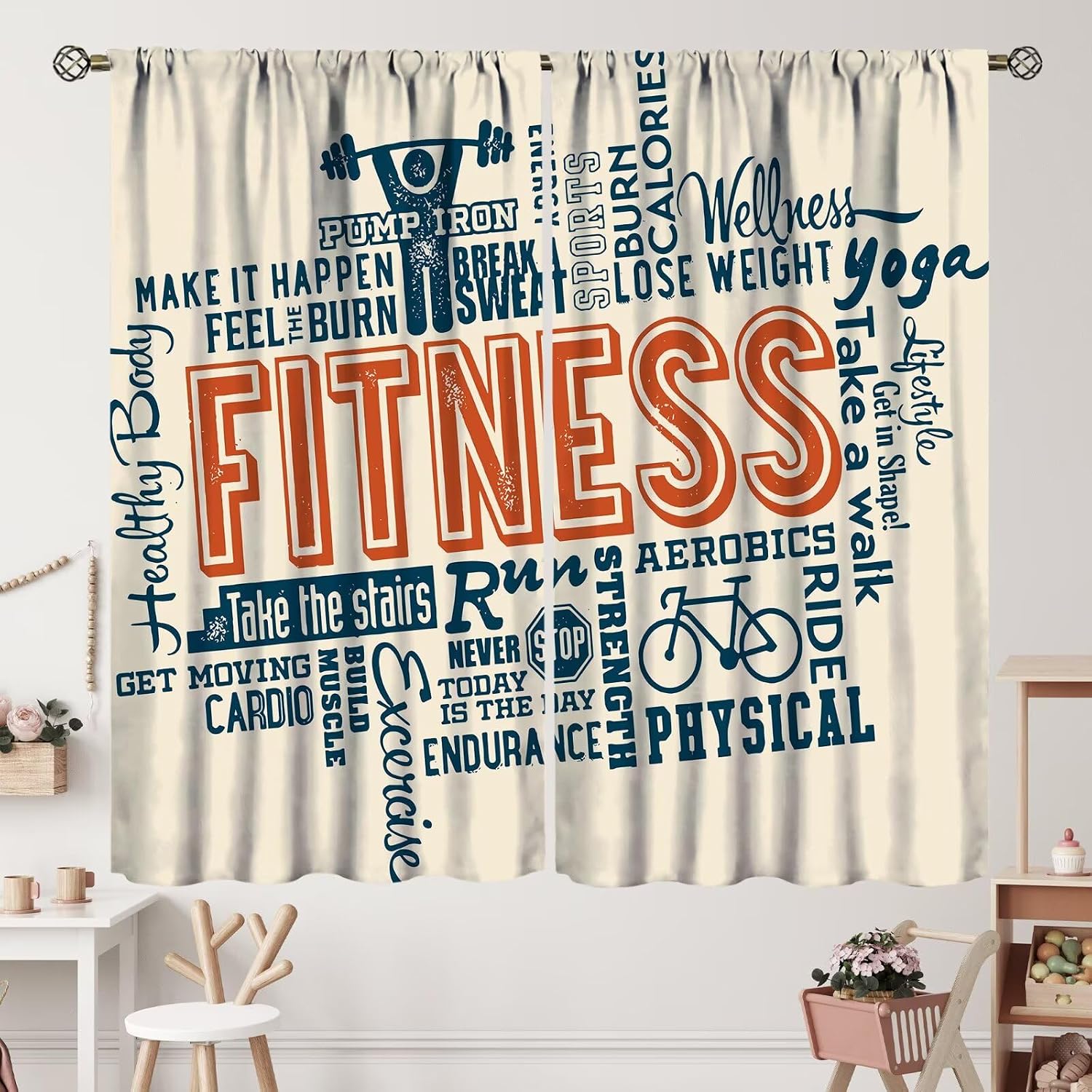 Yoga Fitness Hotel - Duża motywacyjna zasłona-bannersz do ćwiczeń fitness,